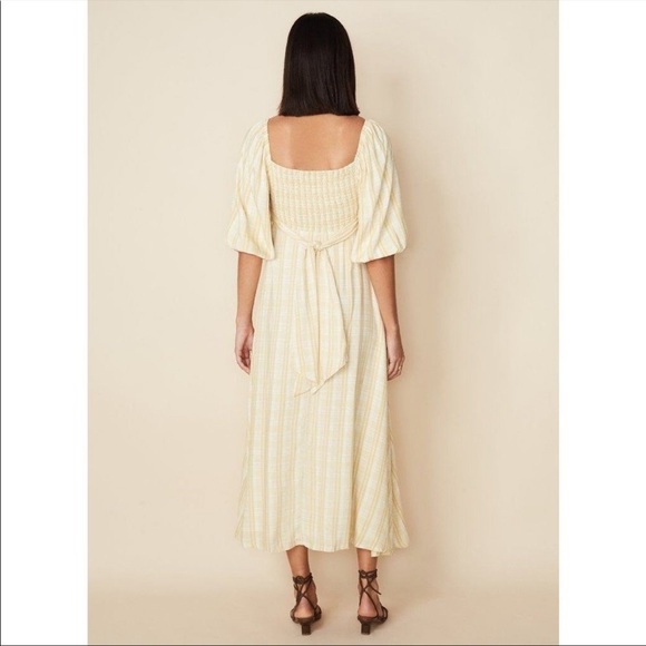 Faithfull the Brand Check Imanie Midi Dress in Beige - Picture 7 of 10